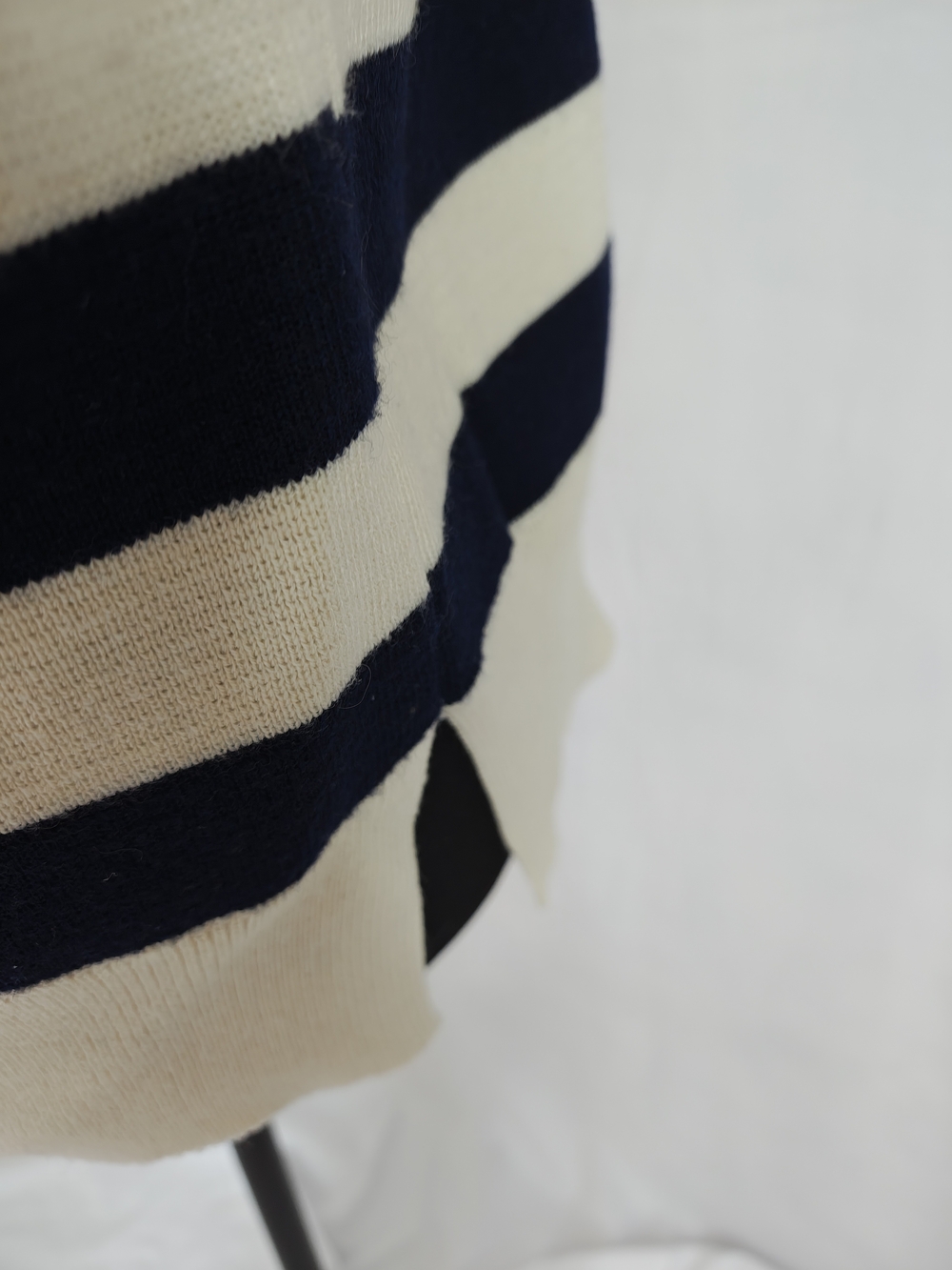 Striped Half‑Zip Mock Neck Sweater - Navy & Cream - Picture 5 of 5